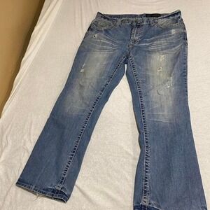 Axel wolcott Blue distressed boot cut jeans men W36/L30. SKU287 #westernvibes